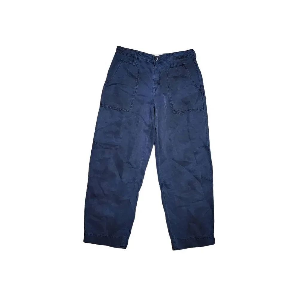 Anthropologie Audra Utility Pants Linen Lyocell Blue Women's 26